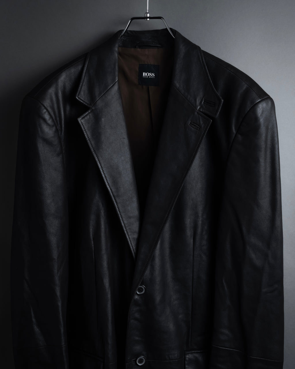 "HUGO BOSS" Oversized calf leather tailored jacket