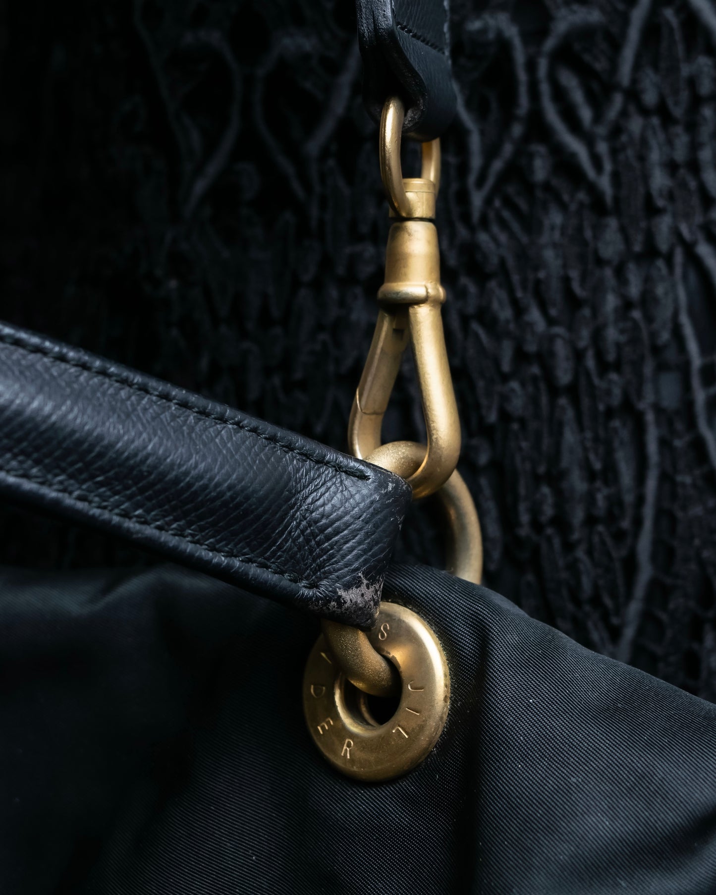 “JIL SANDER” Gold buckle 2 way nylon hand bag