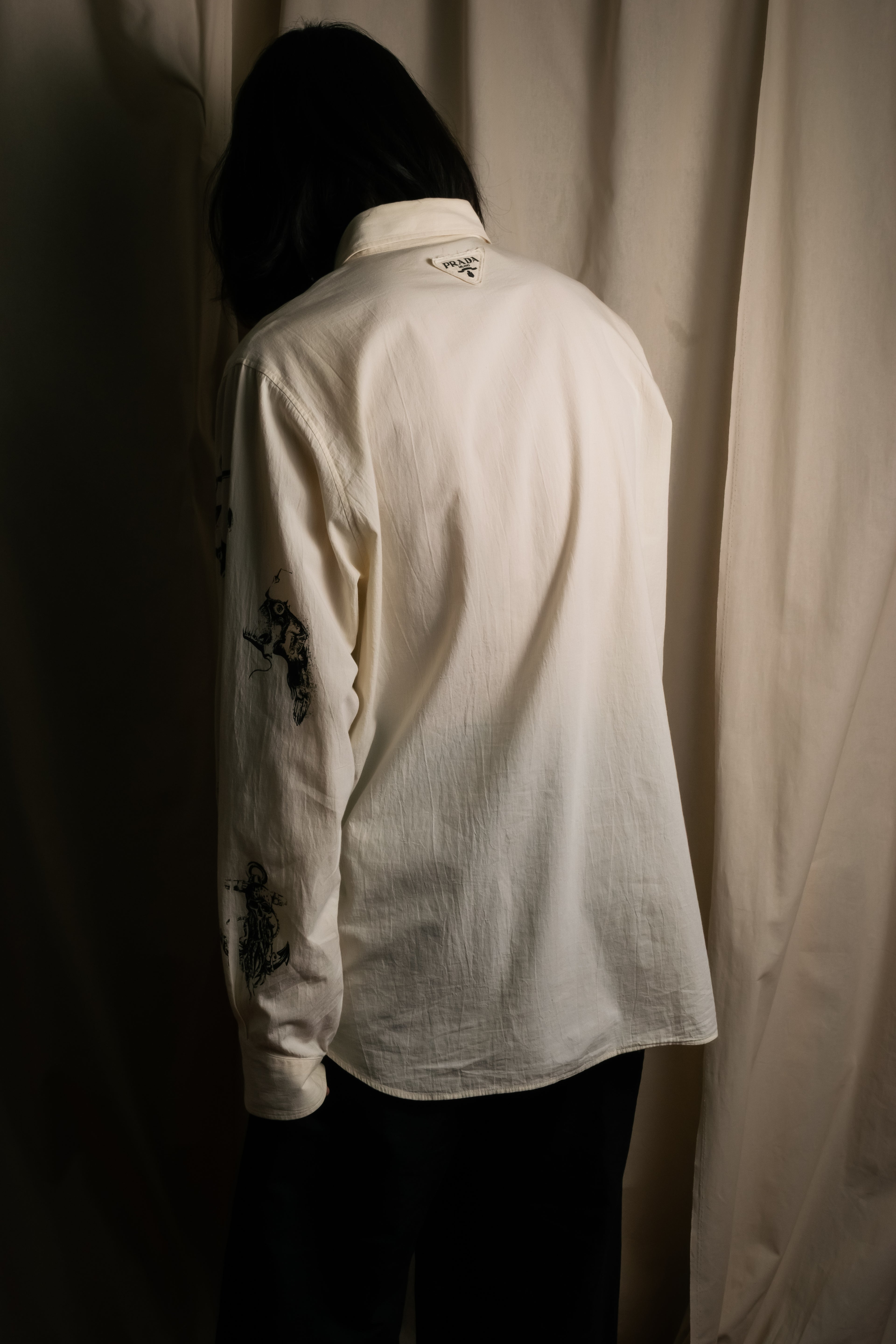 "PRADA" 22SS Sea fable motif print oversized shirt