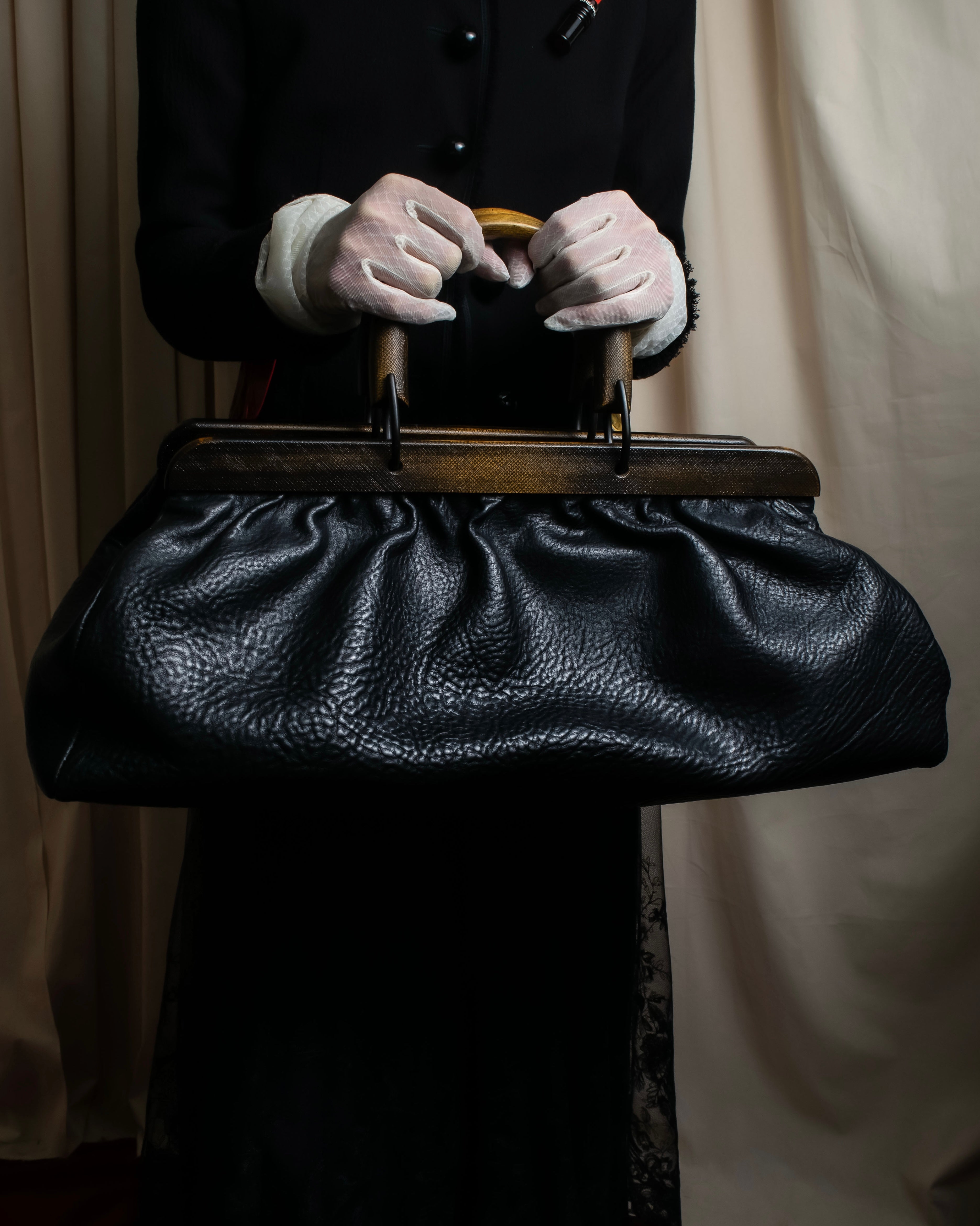 "GUCCI" Bamboo essence horizontal leather handbag