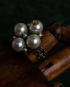 "GUCCI" Interlocking G design gold pearl ring