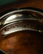 "Christian Dior" Gold metal＆black enamel combination design ring