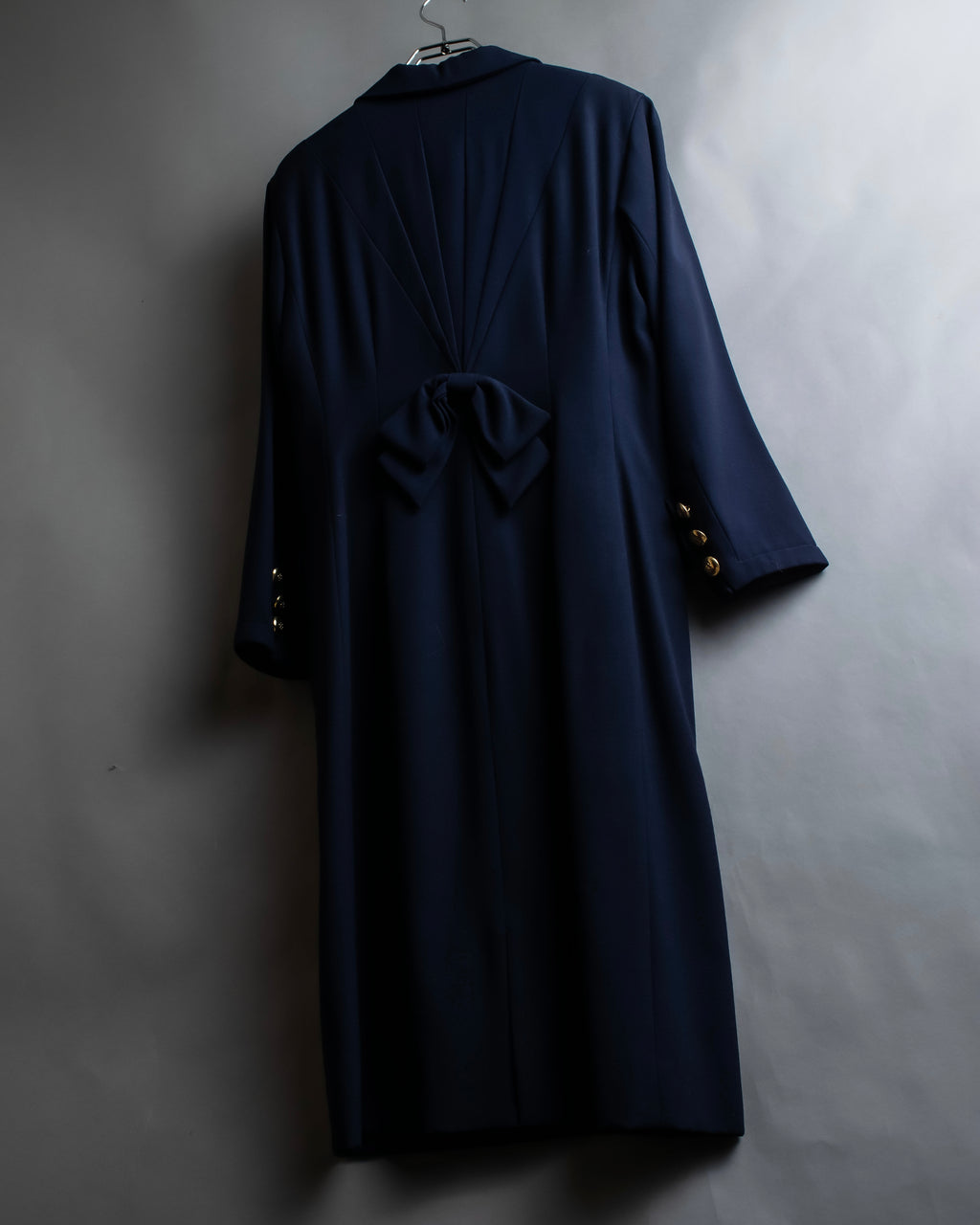 "BALENCIAGA" Gold button design navy color dress