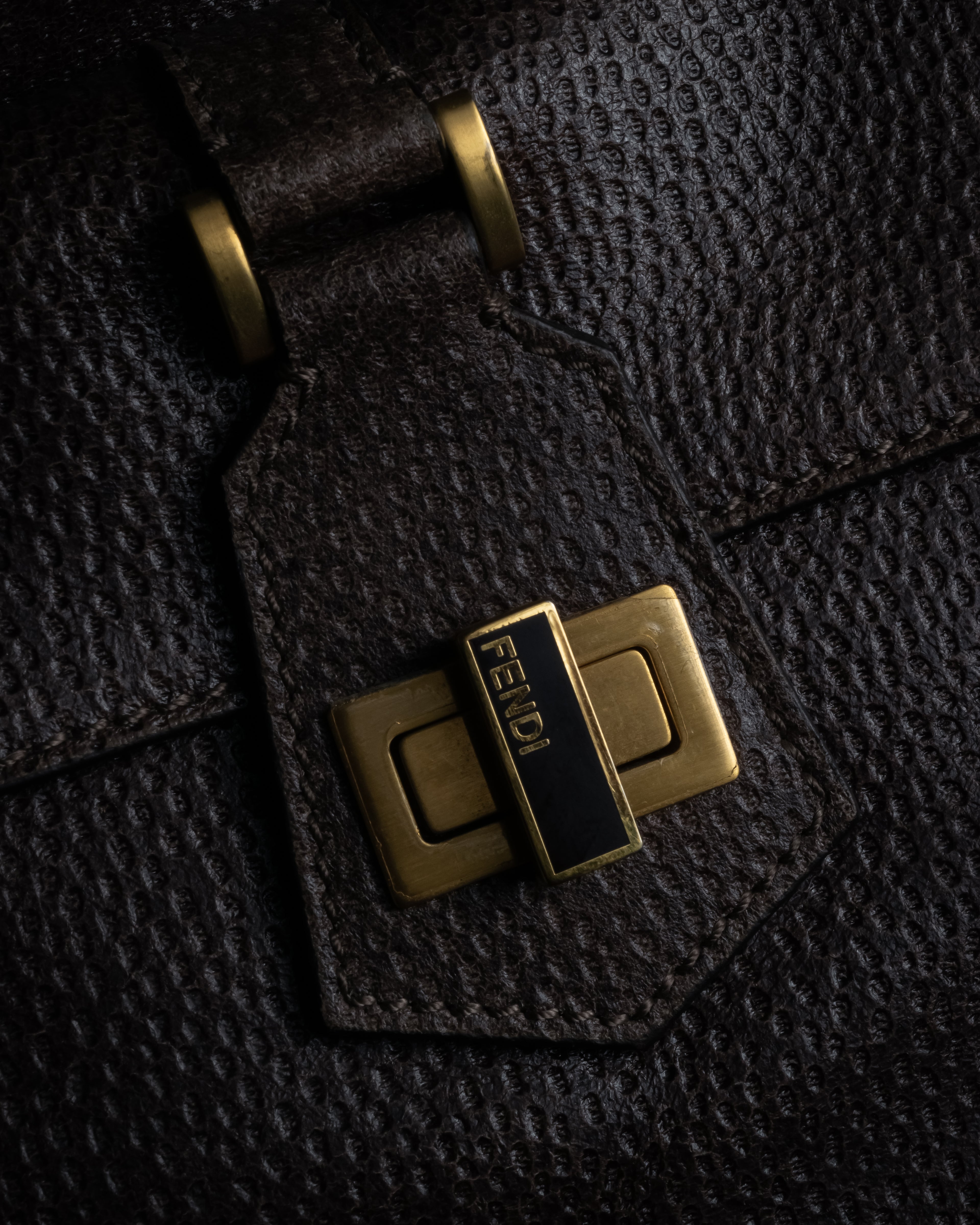 “FENDI” 2010’s Architectural grained leather 3Jours bag