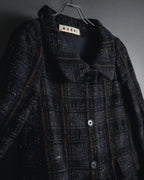 "MARNI" 90’s-00’s Textured plaid wool blend coat