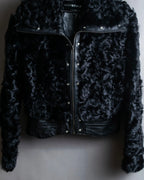 "HERMITAGE" Box silhouette double zipper fur blouson