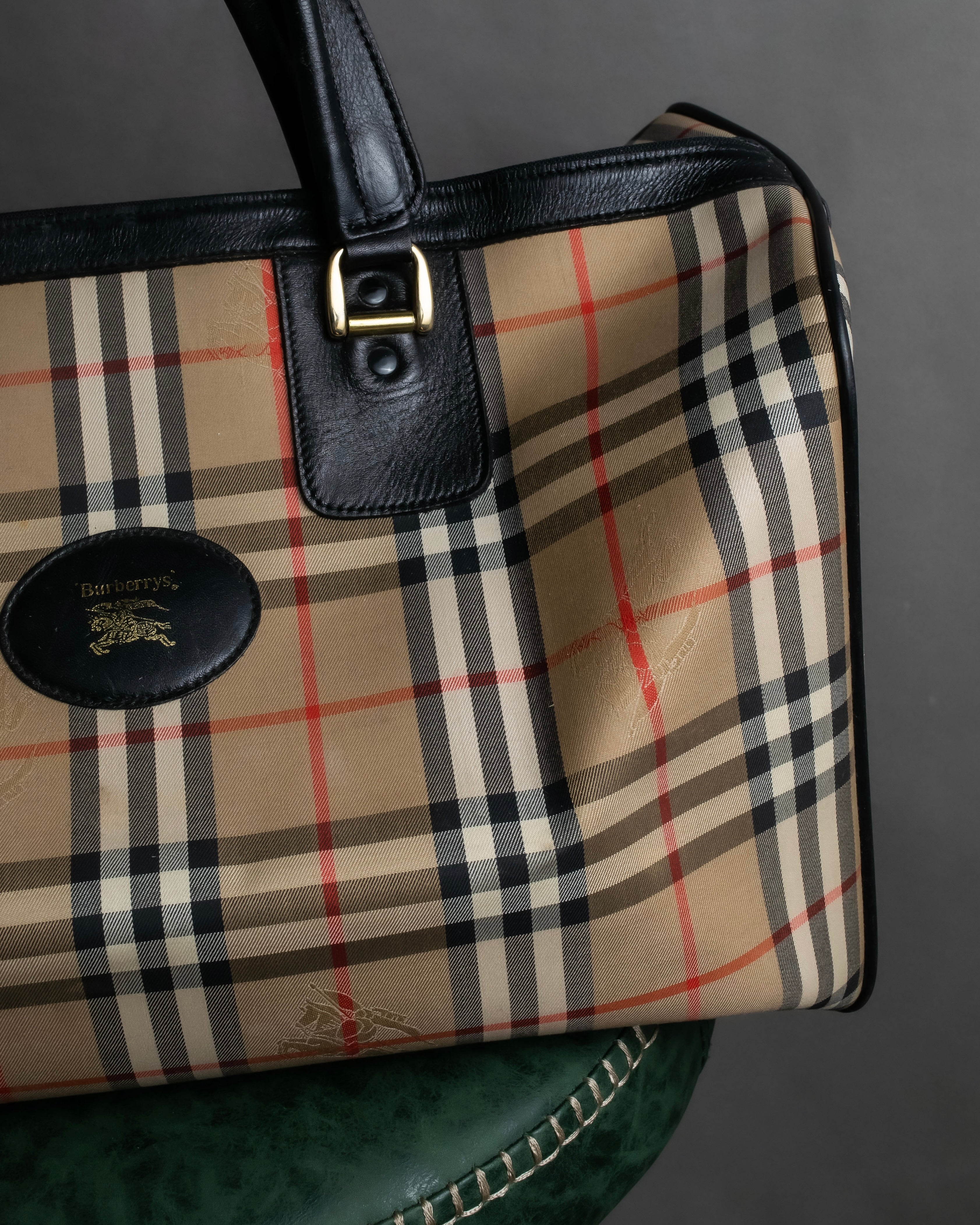 "BURBERRYS" Nova check canvas boston bag