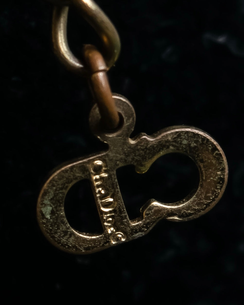 "Christian Dior" Rope ribbon motif gold necklace