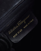 "Salvatore Ferragamo" Architectural trapezoid shape gancini leather shoulder bag