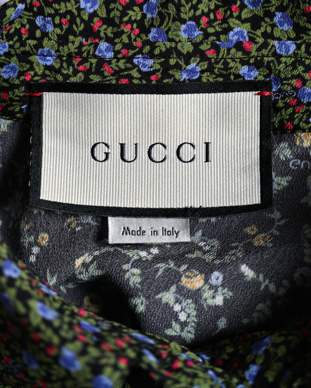 GUCCI × LIBERTY LONDON/ 2020AW Original Floral Pattern Fabric Ribbon Tie Button Down Shirt