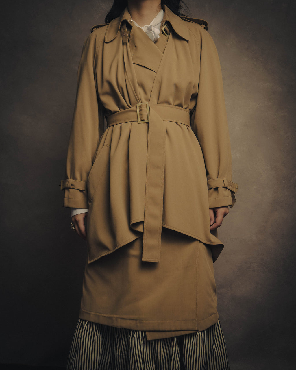 -SPECIAL- “HERMÈS” 90’s-00’s Margiela era draped wool trench coat
