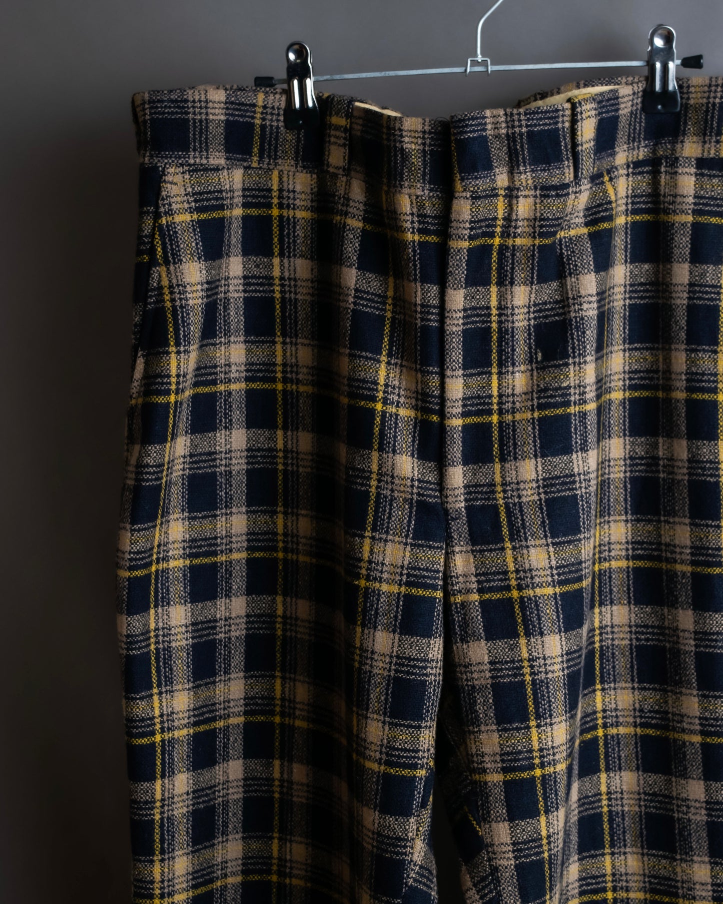 "Vintage tartan check wide tapered slacks"