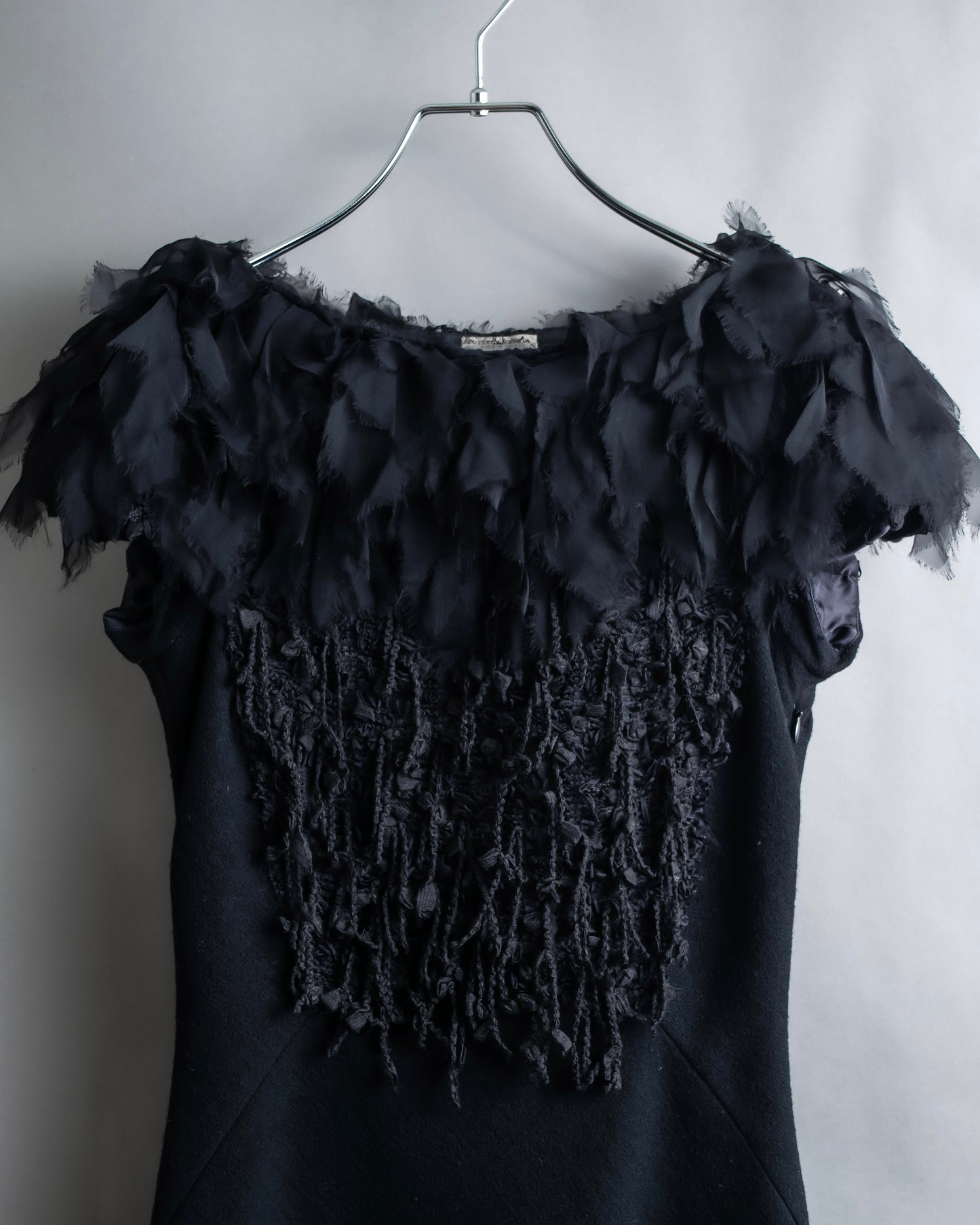 "BOTTEGA VENETA" Organza & fringe design sleeveless dress