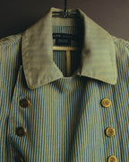 -SPECIAL- "Ralph Lauren" 00's Hickory stripe cotton double-breasted marine jacket