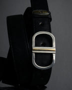"Christian Dior" Logo buckle slim leather belt