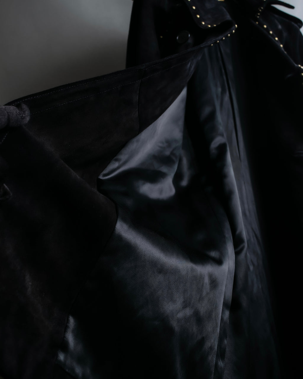 "Saint Laurent" 19AW gold studs design suede long coat