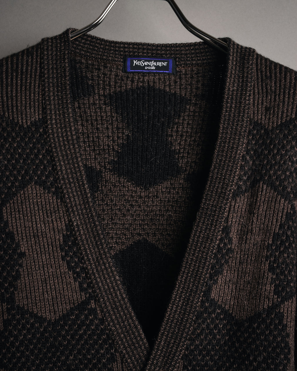 “Yves Saint Laurent” 80’s-90’s geometric knit cardigan