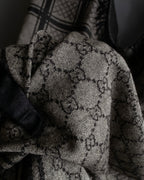 "GUCCI" GG monogram &amp; check pattern fringe large stole