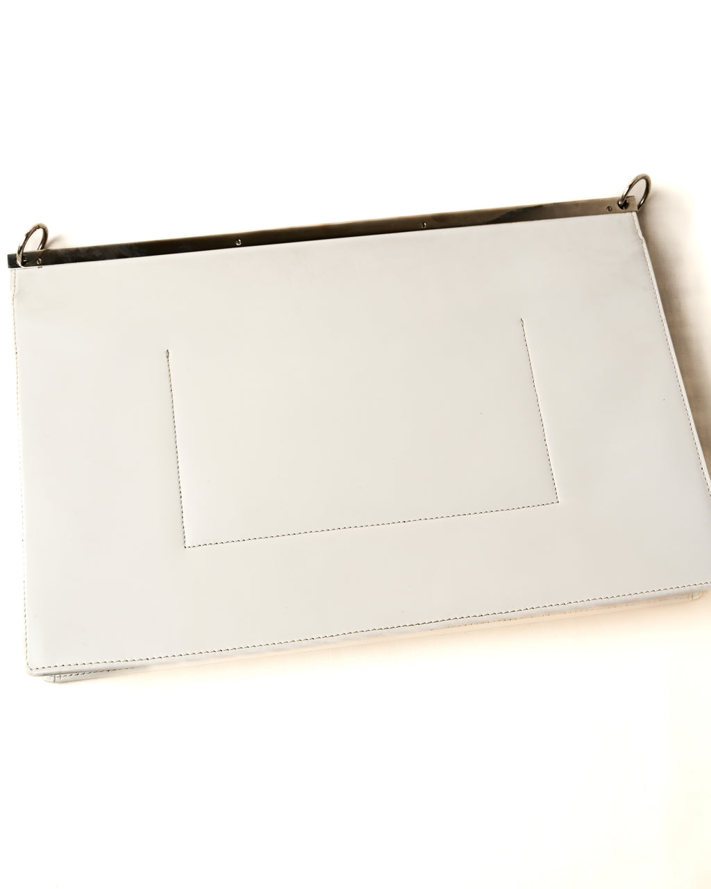 JIL SANDER/ Calf Leather Rectangle Shoulder Bag White