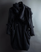 "TORUICHOU" Muffler-style collar military detail coat