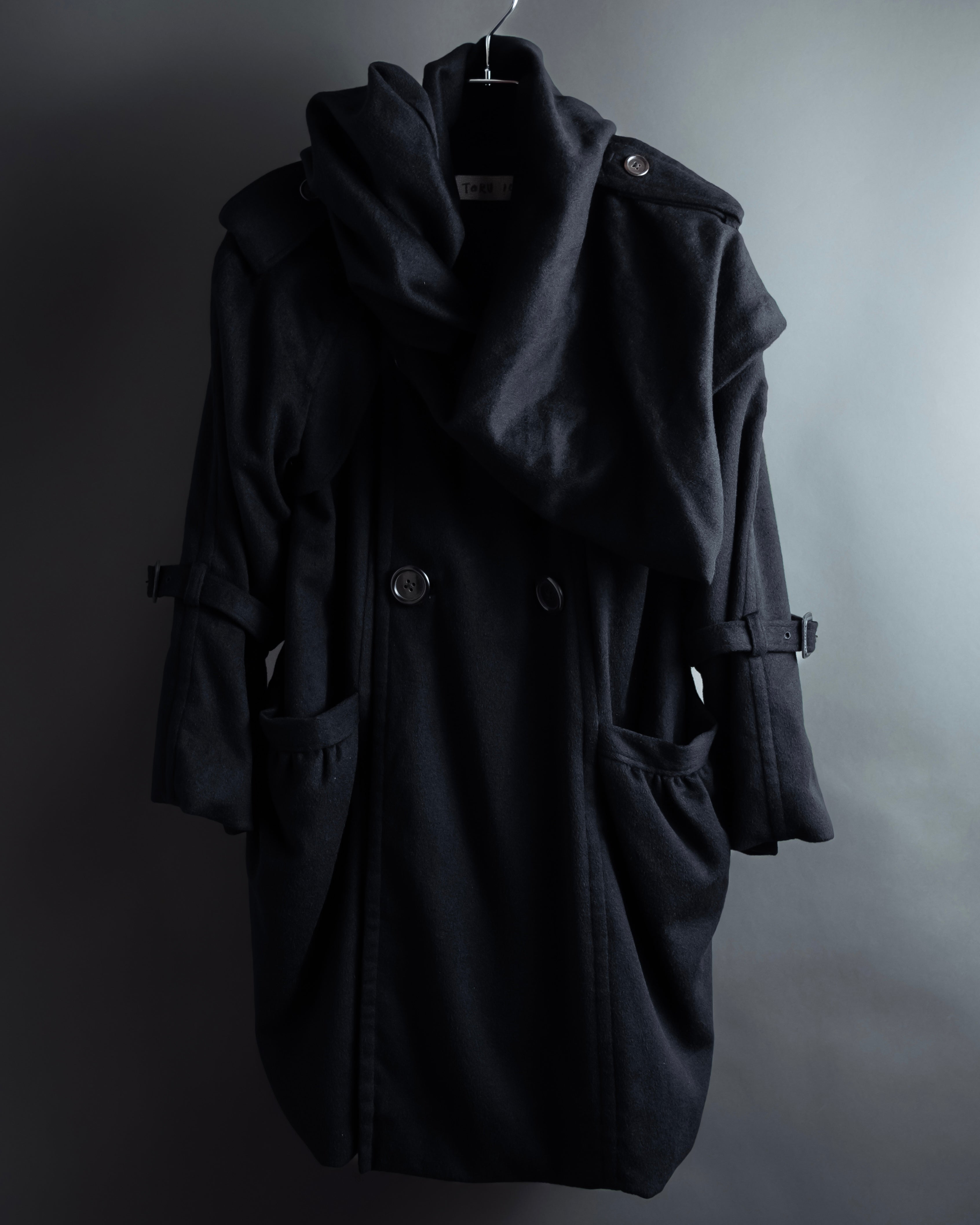 "TORUICHOU" Muffler-style collar military detail coat