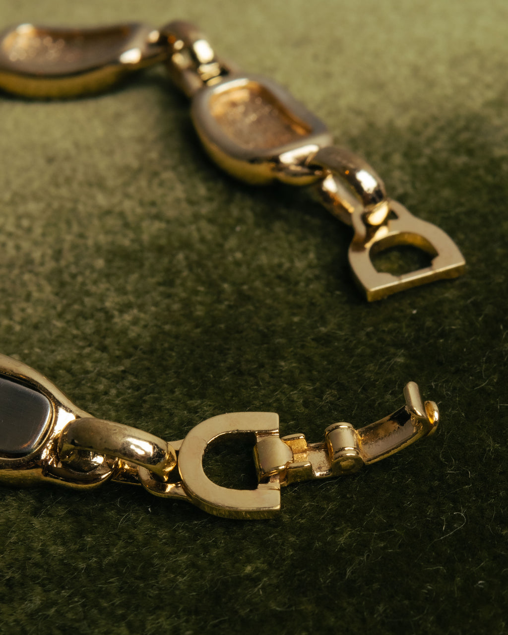 "Christian Dior" 70's-80's Two-tone gold and charcoal link bracelet