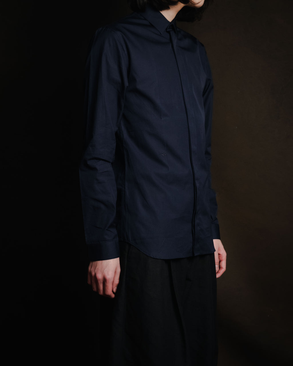 "Dior" 2017 AW Minimal fly-front bee-embroidered shirt