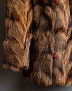 Vintage gradient fur hooded jacket