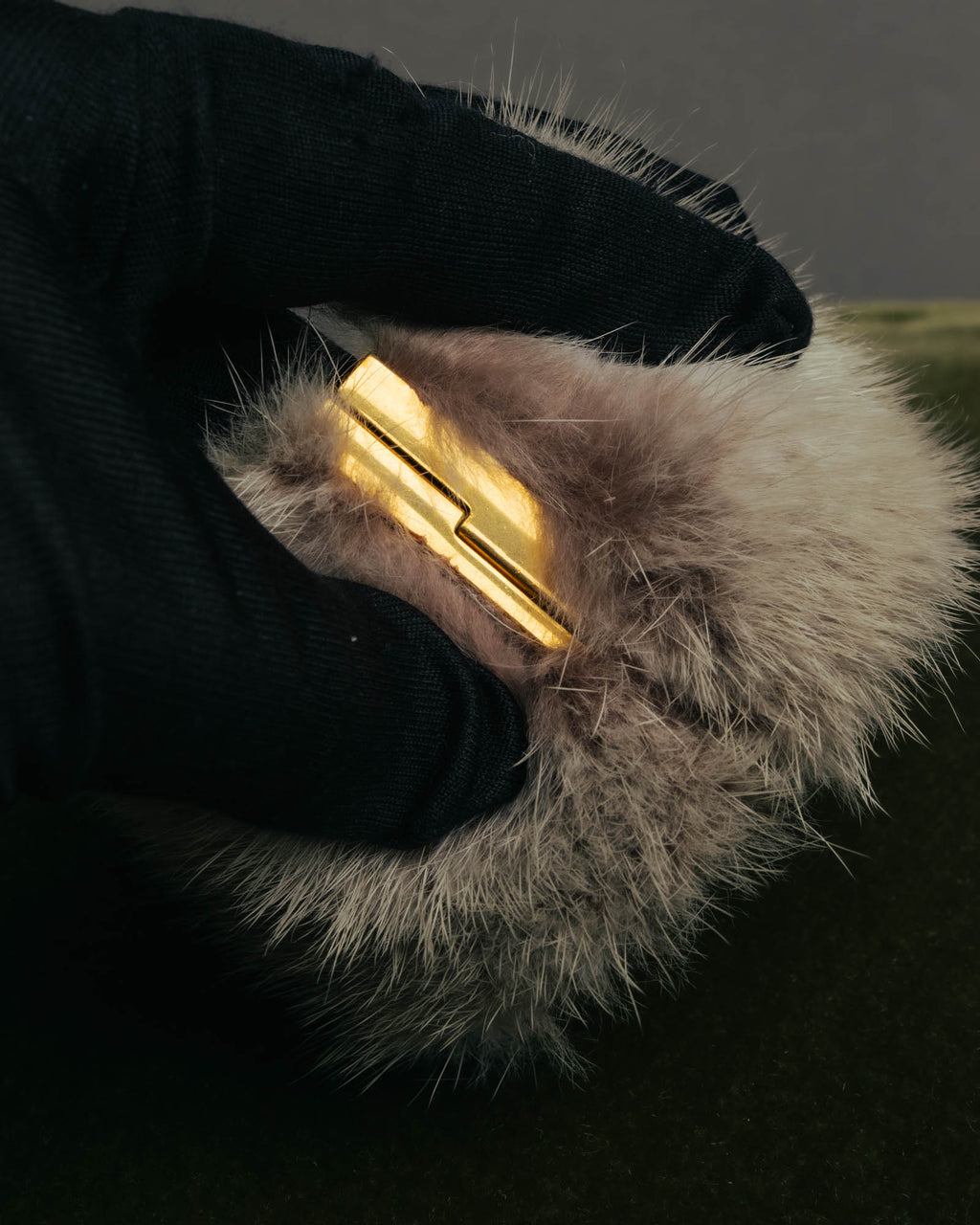 “CELINE” 2010’s Fur covered cuff bracelet