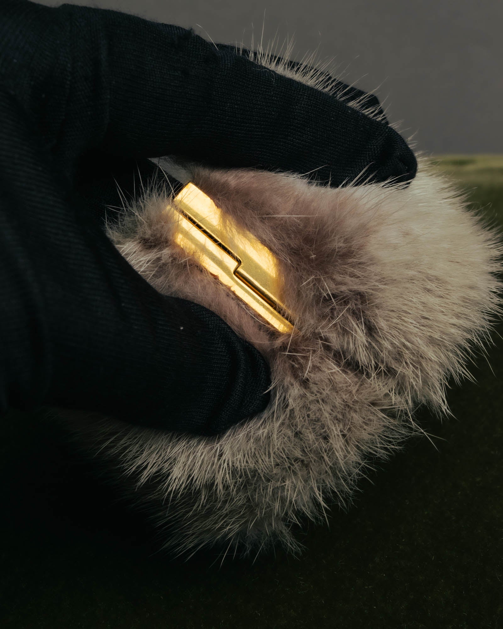 “CELINE” 2010’s Fur covered cuff bracelet
