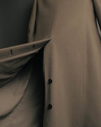 -SPECIAL- "FENDI" 90's-00's Cashmere blend long coat with leather contrast