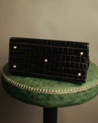 -SPECIAL- "TIFFANY & CO." 70's-80's Shiny crocodile top handle bag