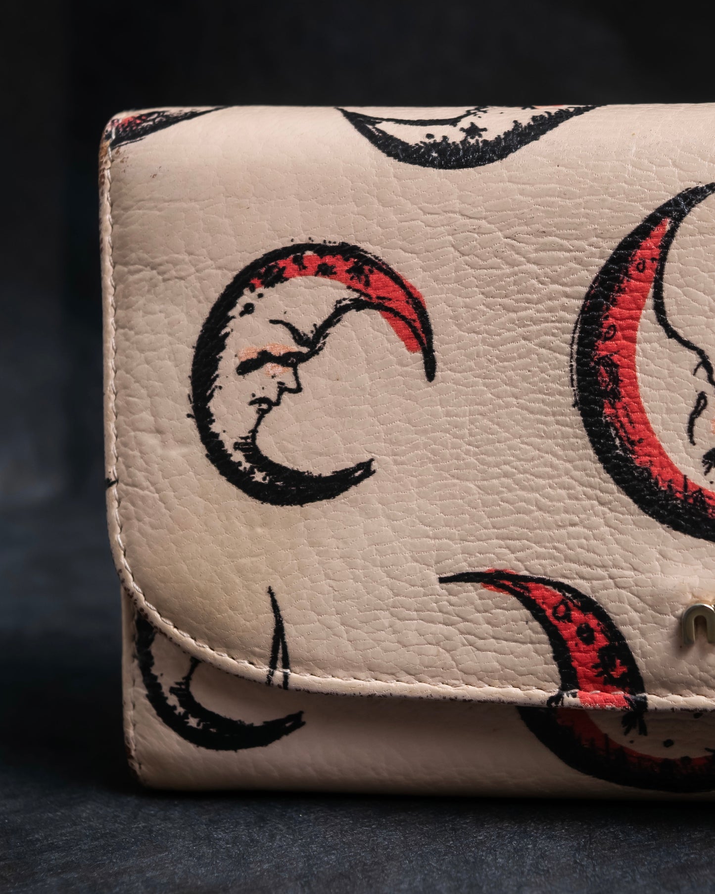 "MIU MIU" Madras leather crescent moon pattern long wallet