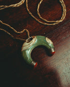 “BALENCIAGA” 70’s-80’s Sculptural green enamel horseshoe pendant necklace