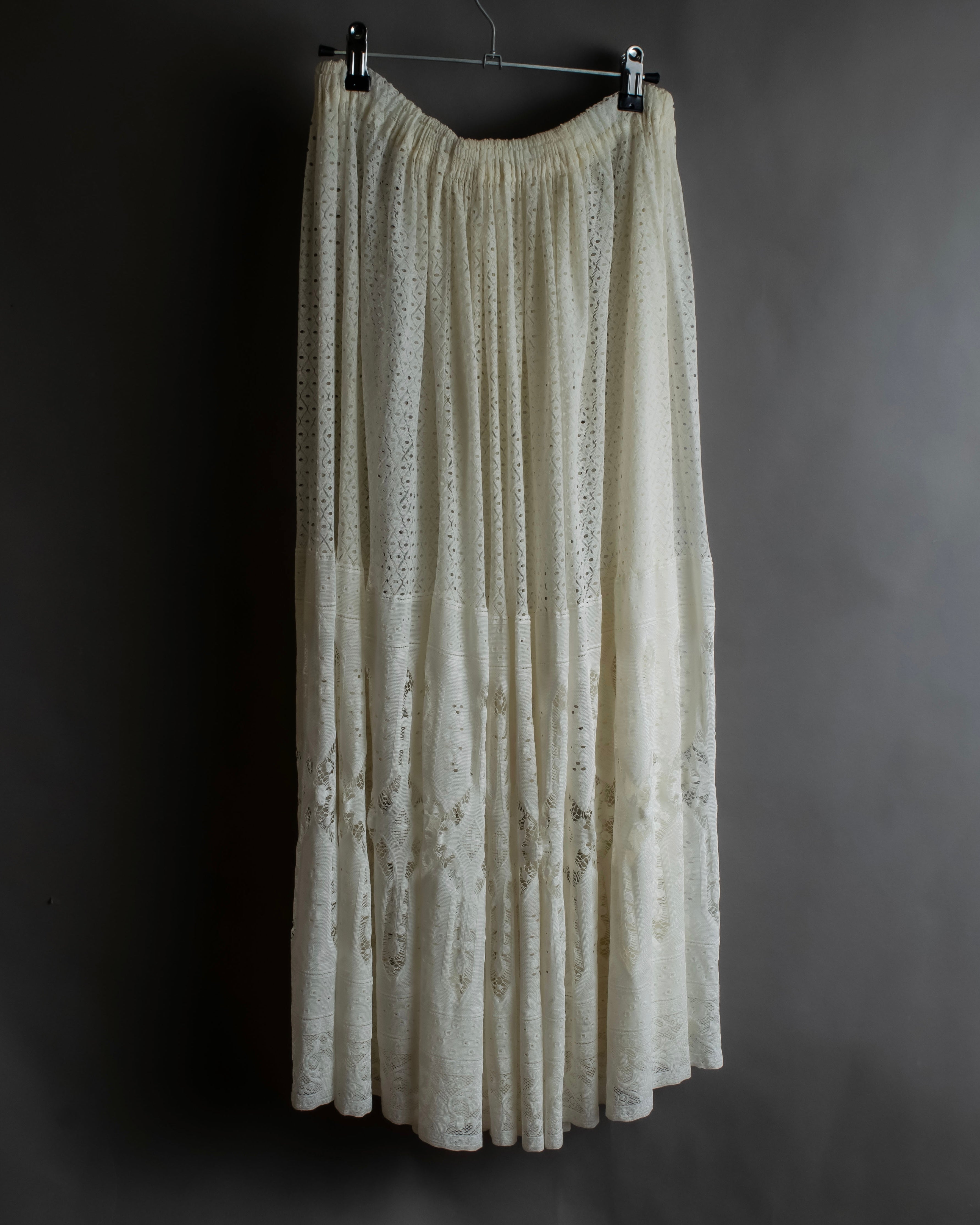 "YOHJI YAMAMOTO" 1992SS eyelet cutwork lace design long skirt