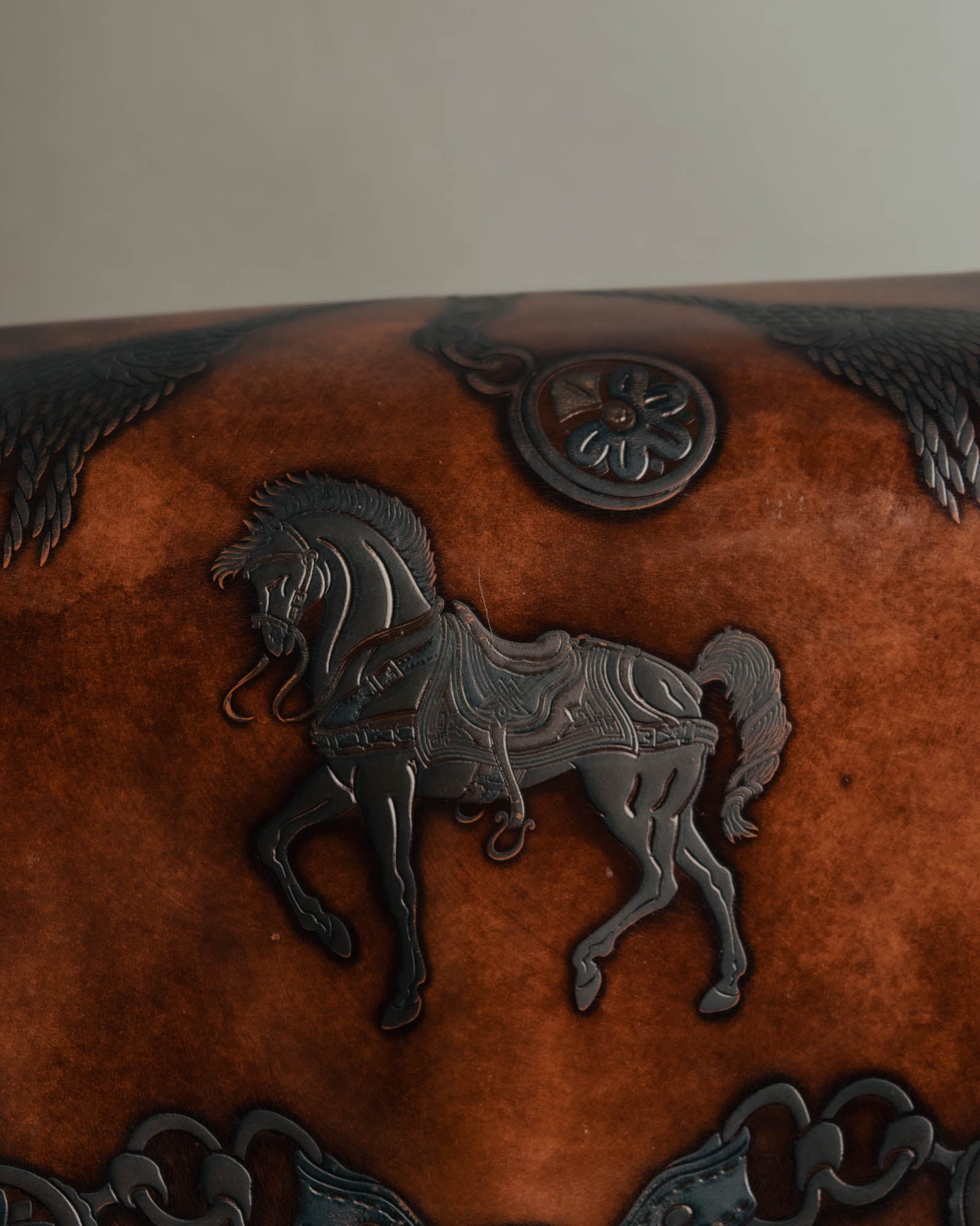 “Catsbro” 00’s-10’s Patinated equestrian leather handbag