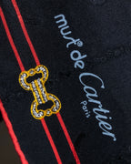 "Cartier" Gemstone brooch motif silk square scarf