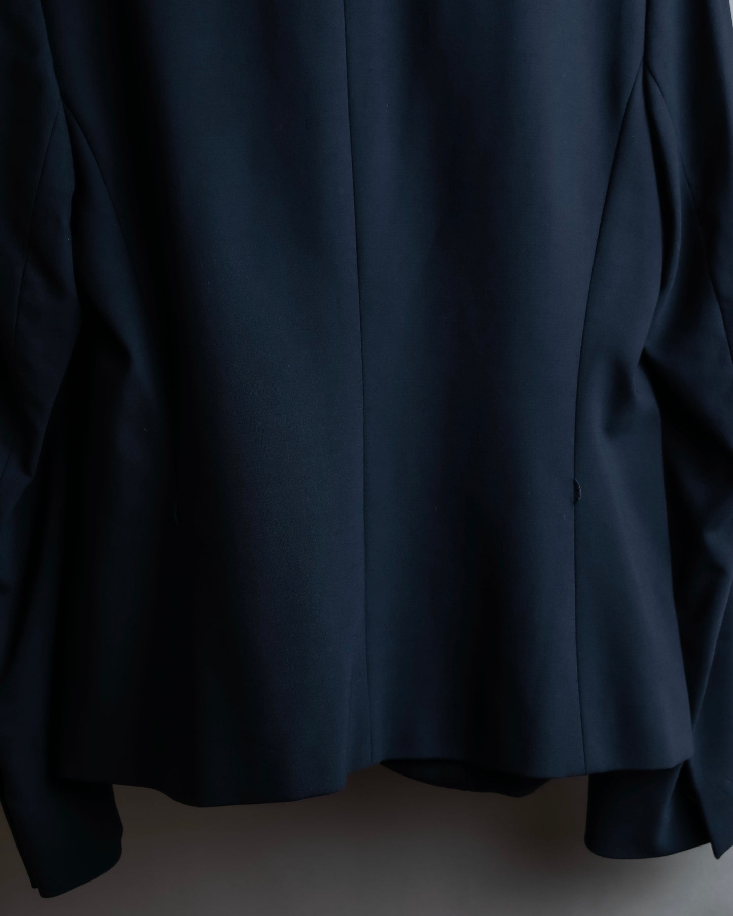 "PRADA" Short length tailored jacket & cropped skirt navy color set up