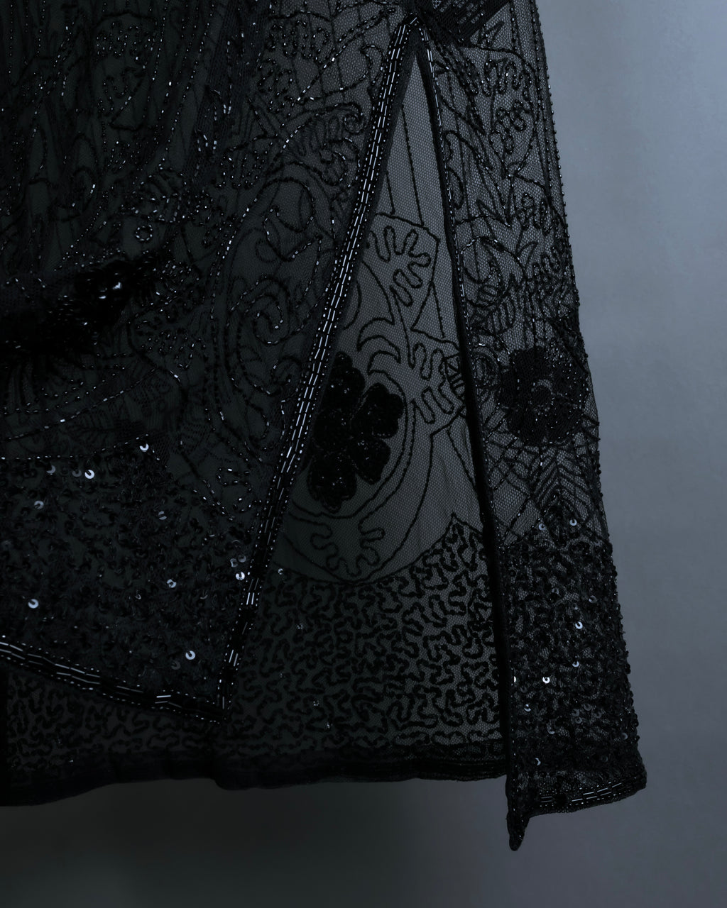 "RRL Ralph Lauren" Sequined beaded plant motif tulle sleeveless dress