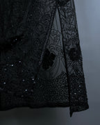 "RRL Ralph Lauren" Sequined beaded plant motif tulle sleeveless dress