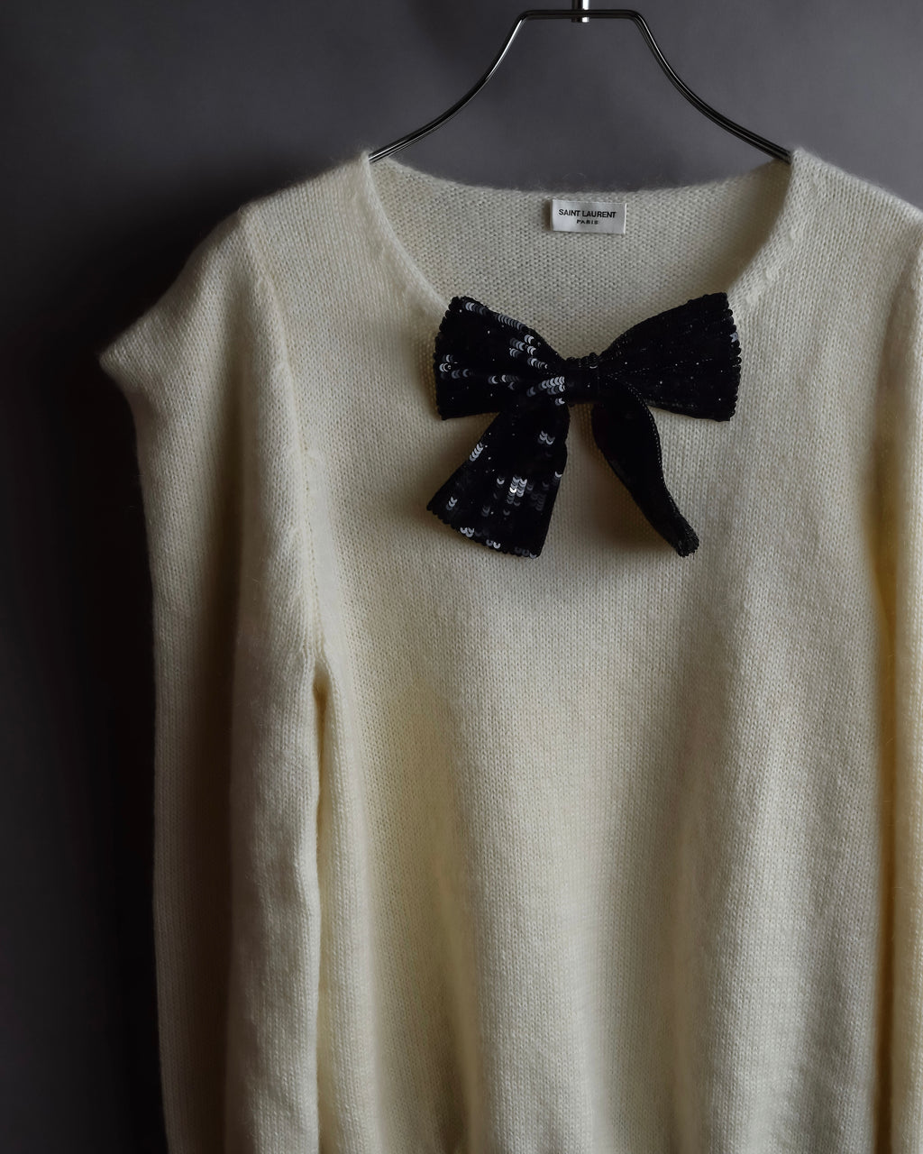 "Saint Laurent" Sequin ribbon design shoulder structure knit