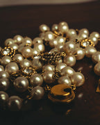 -SPECIAL- "CHANEL" 90's Pearl and crystal embellished long necklace