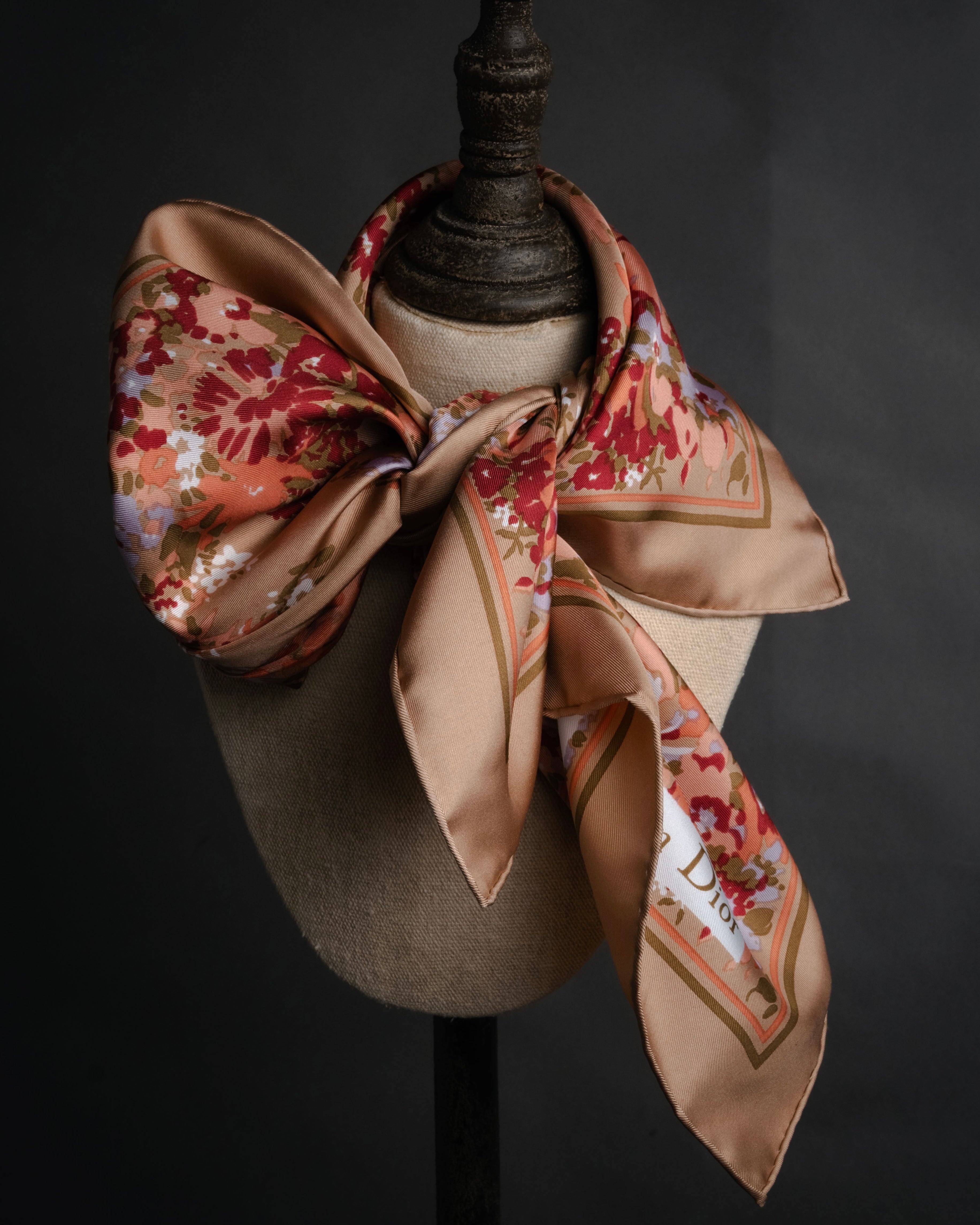 “Christian Dior” 1970’s-1980’s Floral print silk scarf