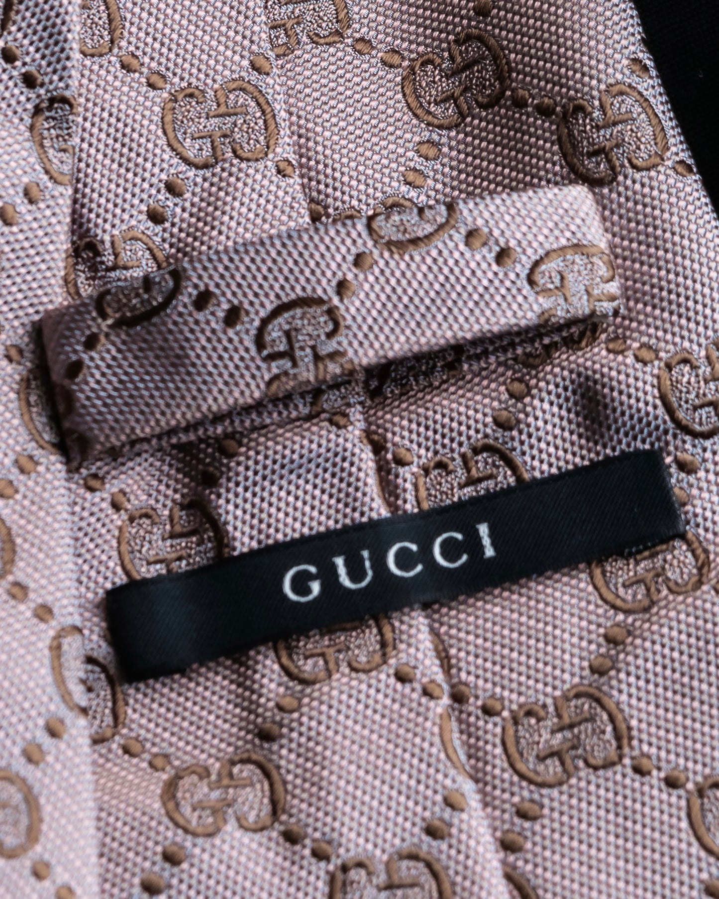 "GUCCI" 100% silk GG pattern jacquard weave neck tie