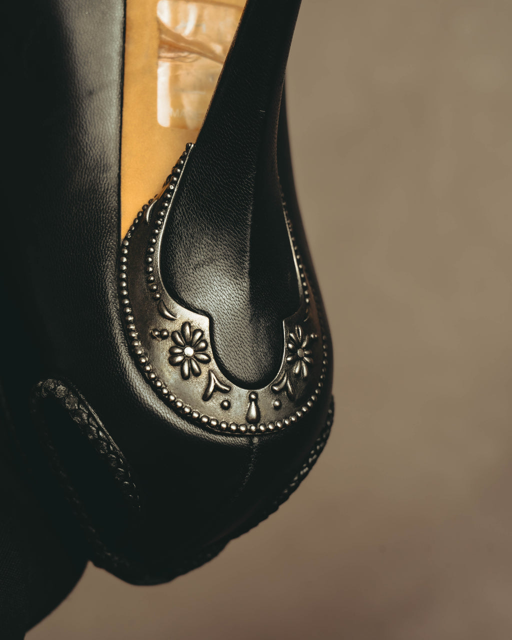 -SPECIAL- “Christian Dior” 00’s Ornate metal heel lace-up ankle boots