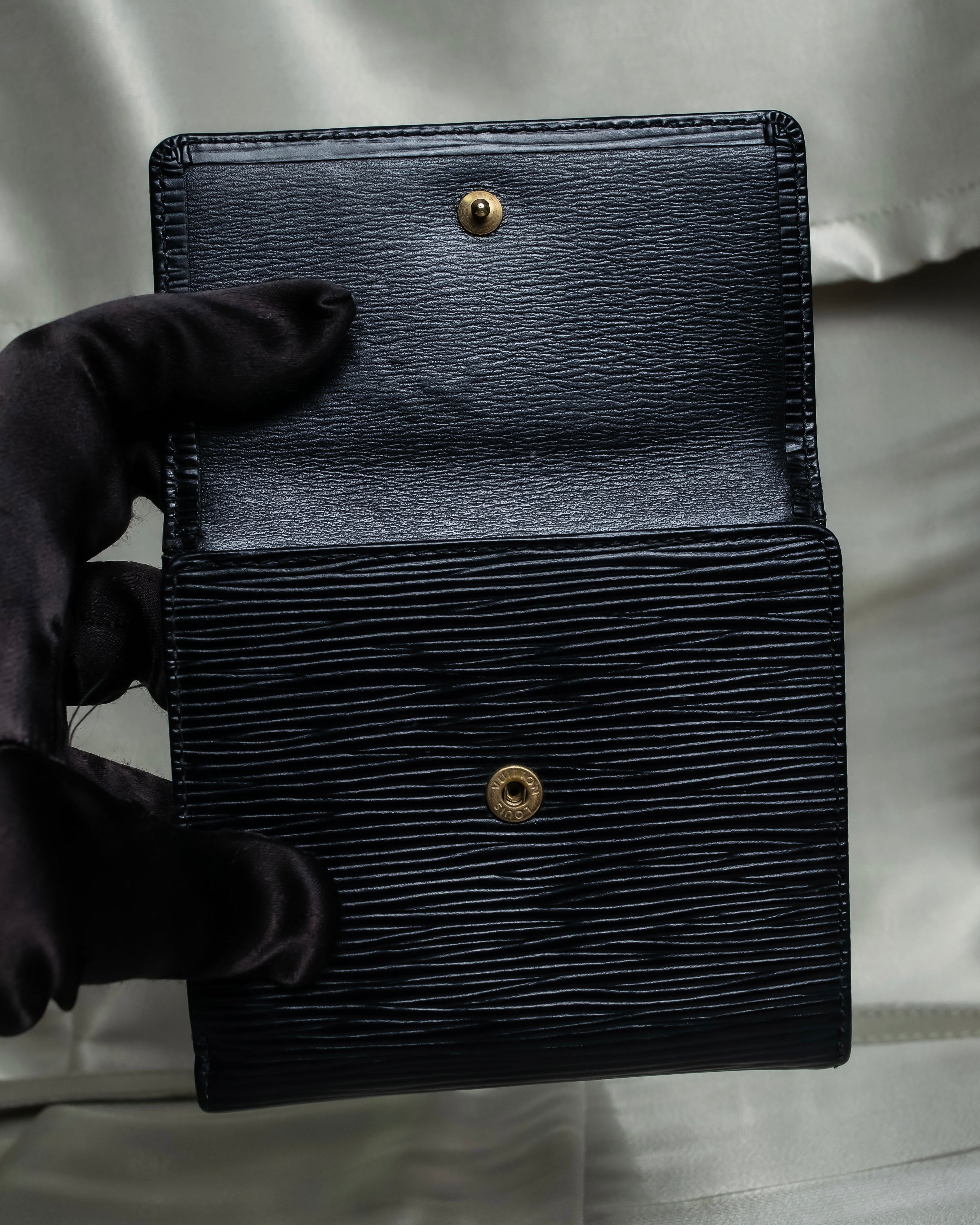 "Louis Vuitton" Horizontal Stripe Compact Leather Wallet