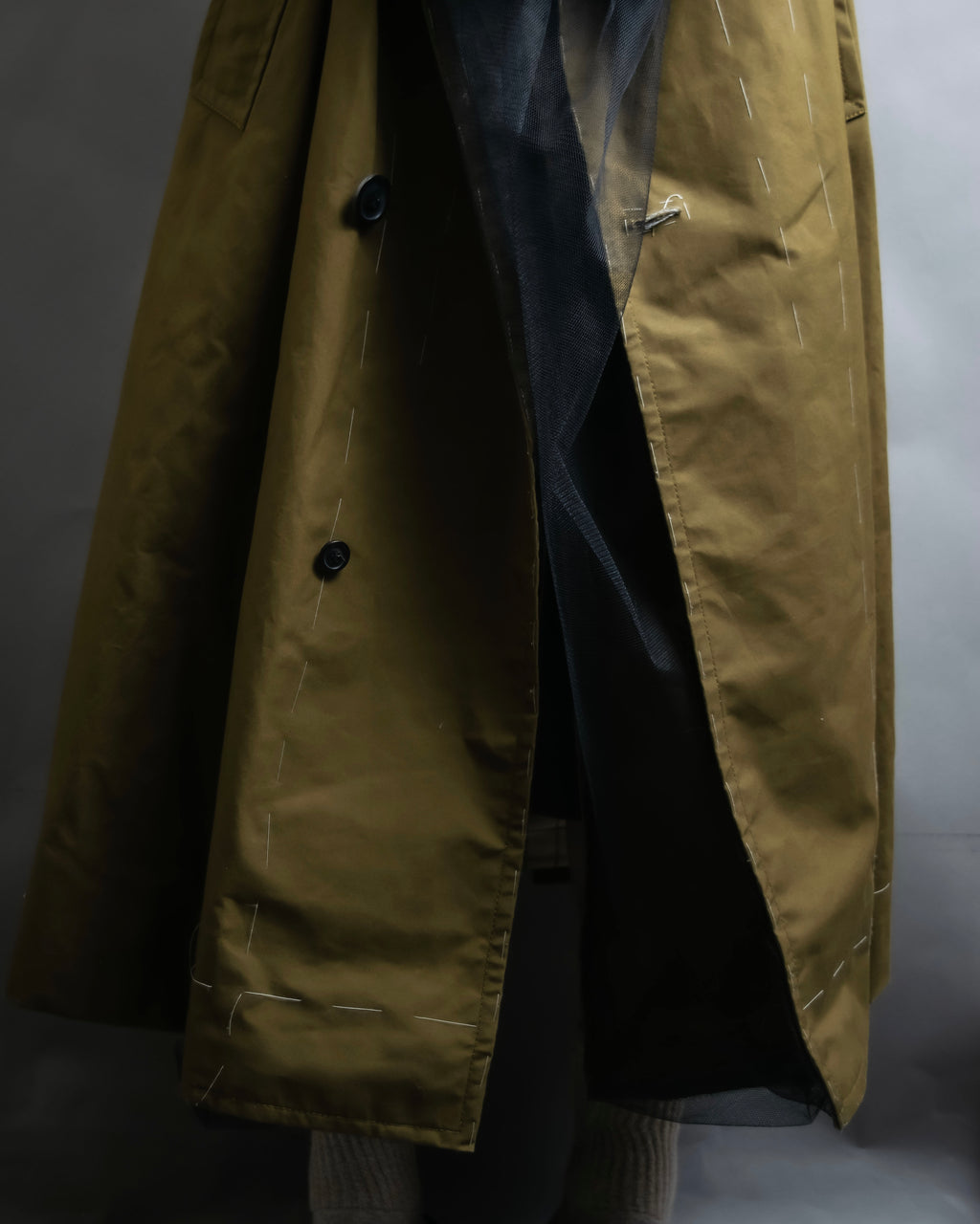 "MAISON MARGIELA" 20AW reconstructed tulle docking trench coat