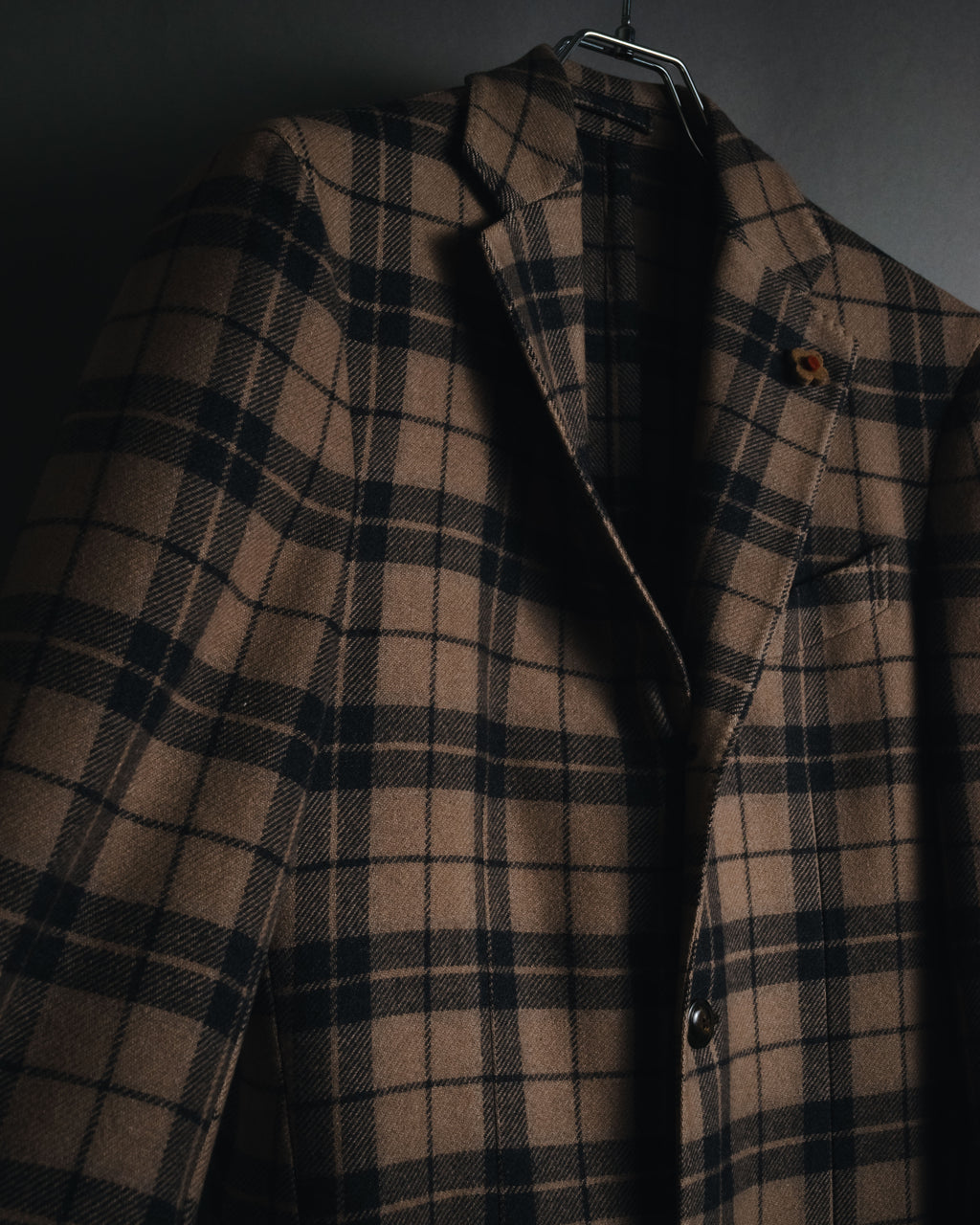 "LARDINI" Checked three-button soft-shoulder tailored jacket
