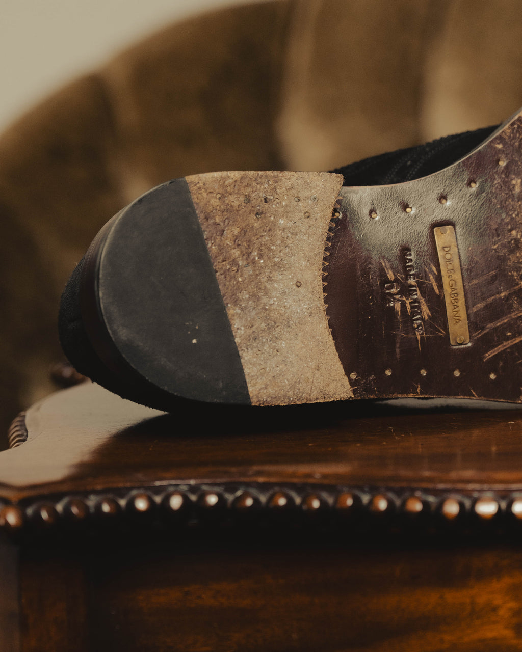 "DOLCE & GABBANA" 00's-10's Black suede wingtip oxford shoes