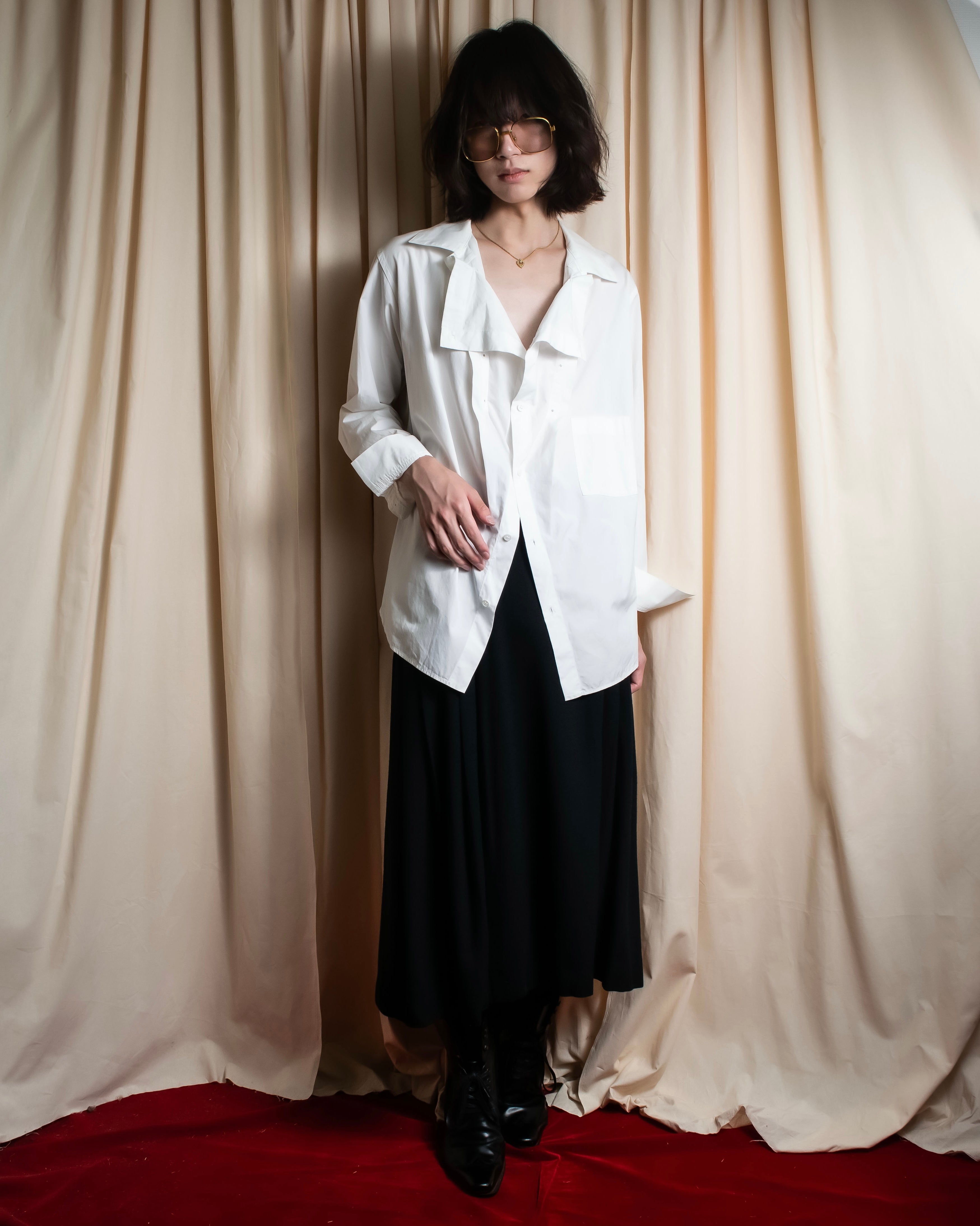 "YOHJI YAMAMOTO" 12SS Folded front panel cotton shirt